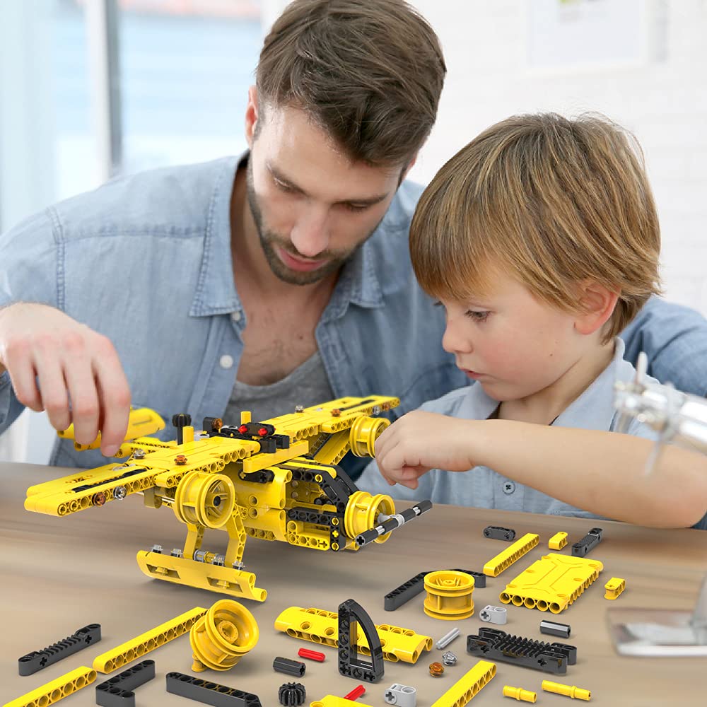 BAODLON 2-in-1 Truck & Airplane Building Kit, 361 Pieces