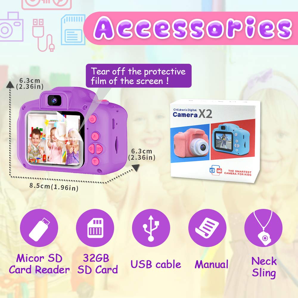 Kids Selfie Camera with 8MP Photos, 1080p Video & 32GB Card - product photo
