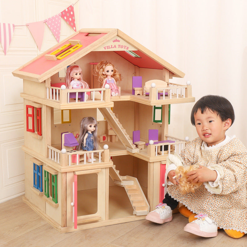 Wooden dollhouse for pretend play — product image 1