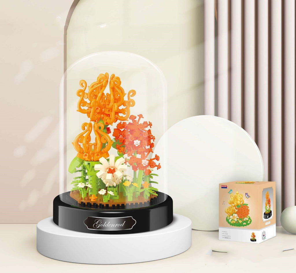 The flower bouquet building block set shown in detail