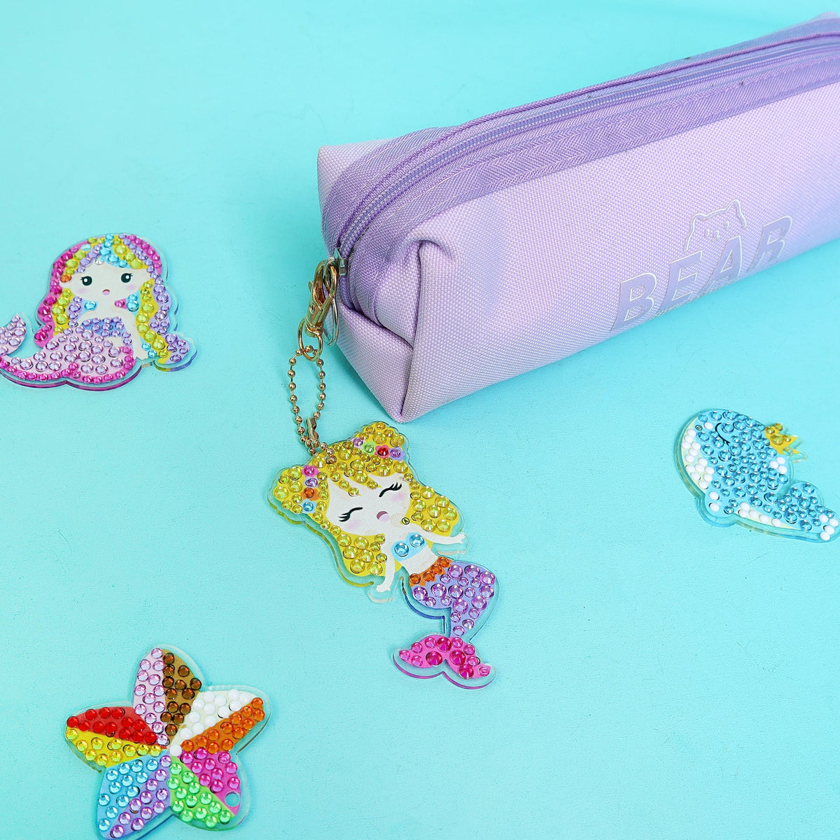 Adorable Keychains Diamond Art Kit – Mermaid (Set of 15) by Kitsville, image 5 of 8