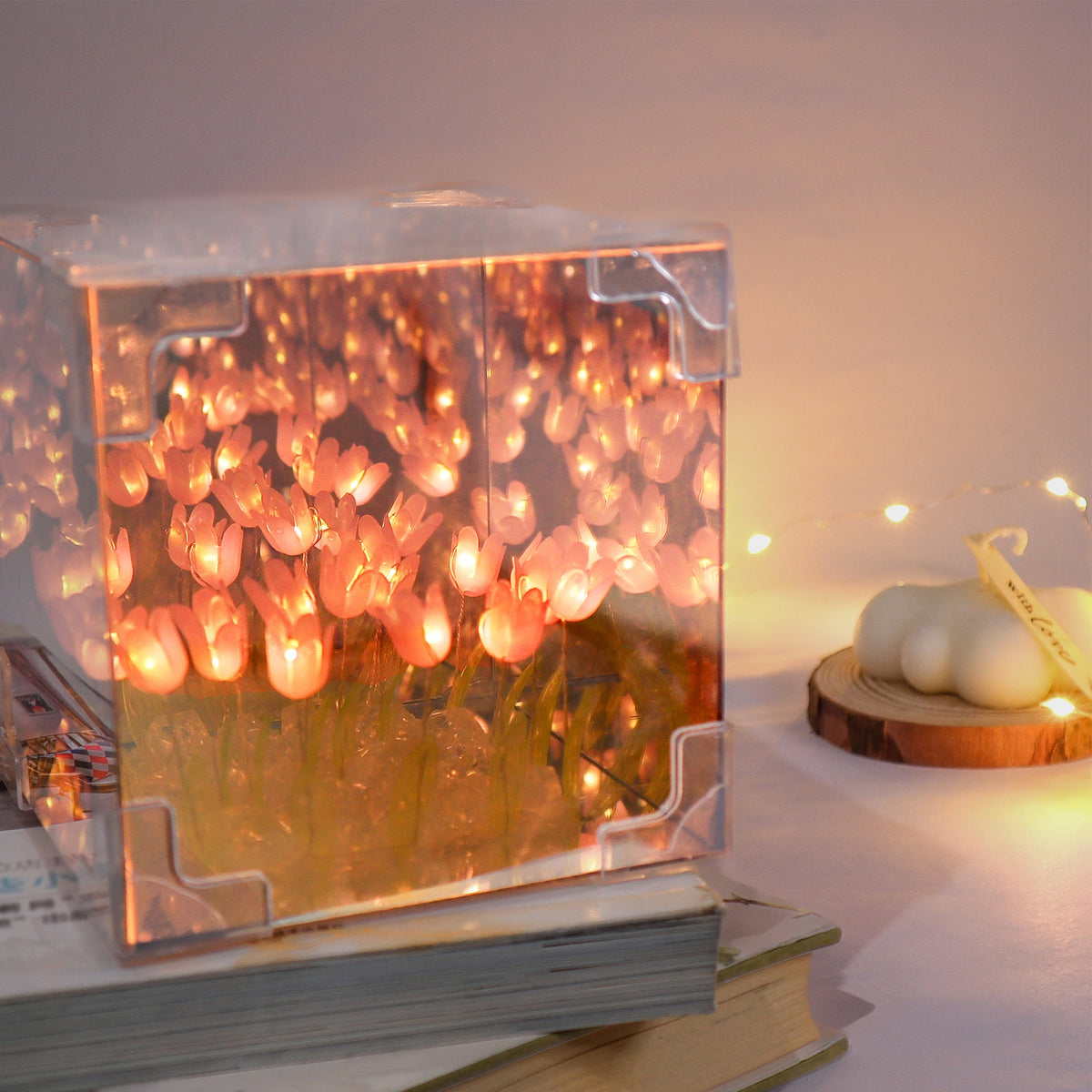 Tulip Mirror LED Night Light - Pink by Kitsville, image 6 of 10