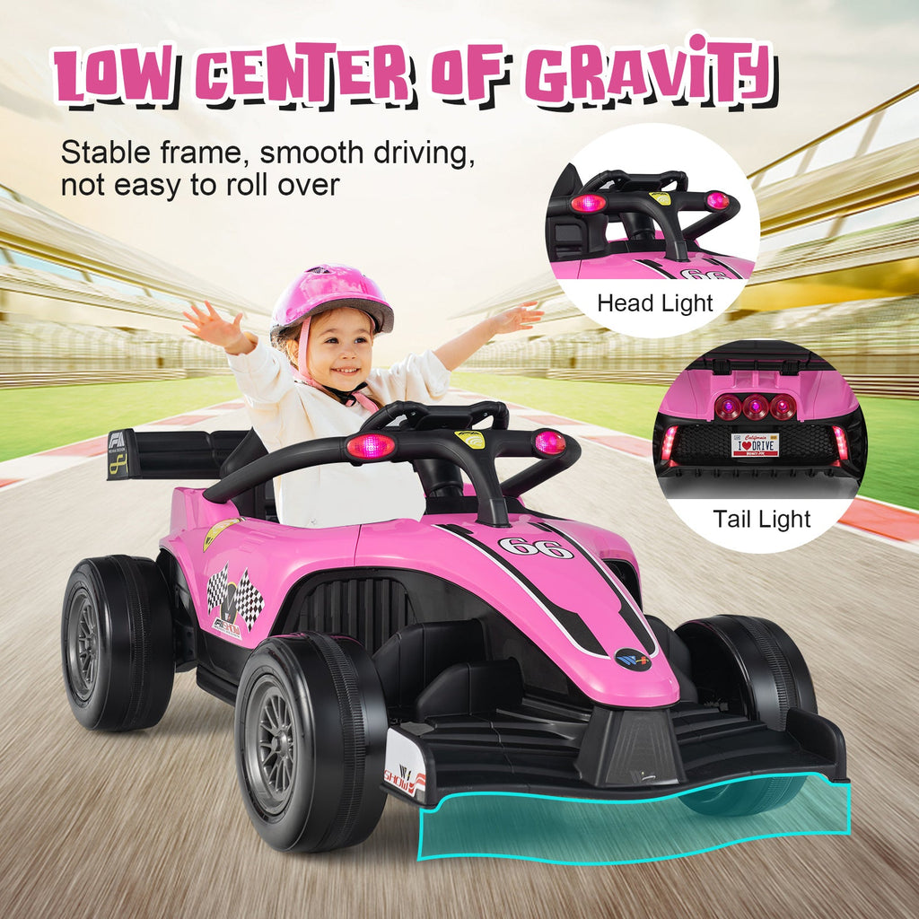 12V Formula Racing Ride-On with Remote — Pink