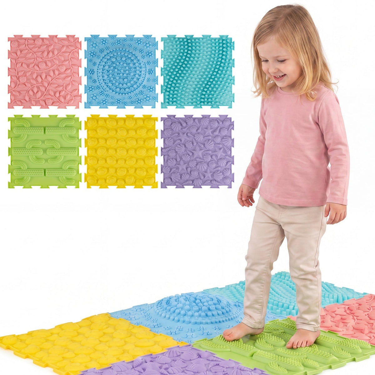 Rainbow Path Sensory Mats — 6 Pieces