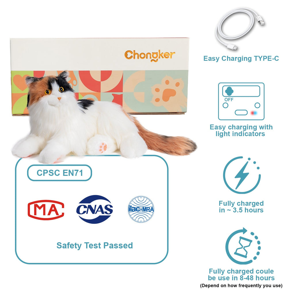 Breathing Calico Percy 2.0- Heartbeat Pur,Voice Robotic Cat by Chongker, image 8 of 19