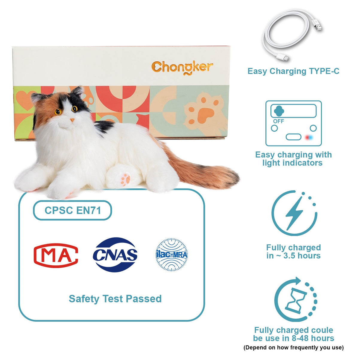 Breathing Calico Percy 2.0- Heartbeat Pur,Voice Robotic Cat by Chongker, image 8 of 19