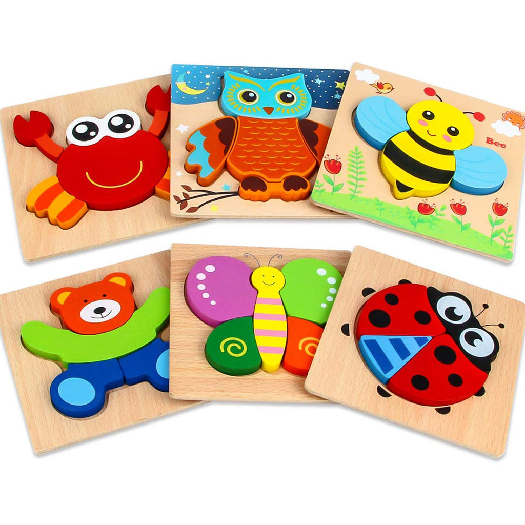 Toddlers Wooden Animal 6 Pack Puzzles