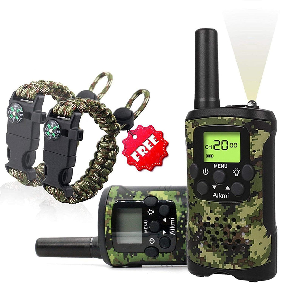 Kids Walkie Talkie Set, 22-Channel 2-Way Radios, Camo
