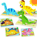 Wooden Dinosaur Puzzle Set — 7 Puzzles