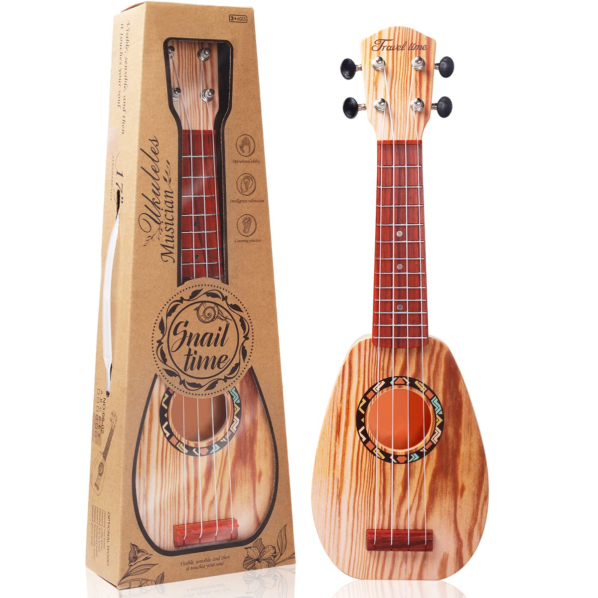 17-Inch Kids Ukulele, 4-String Beginner Musical Instrument