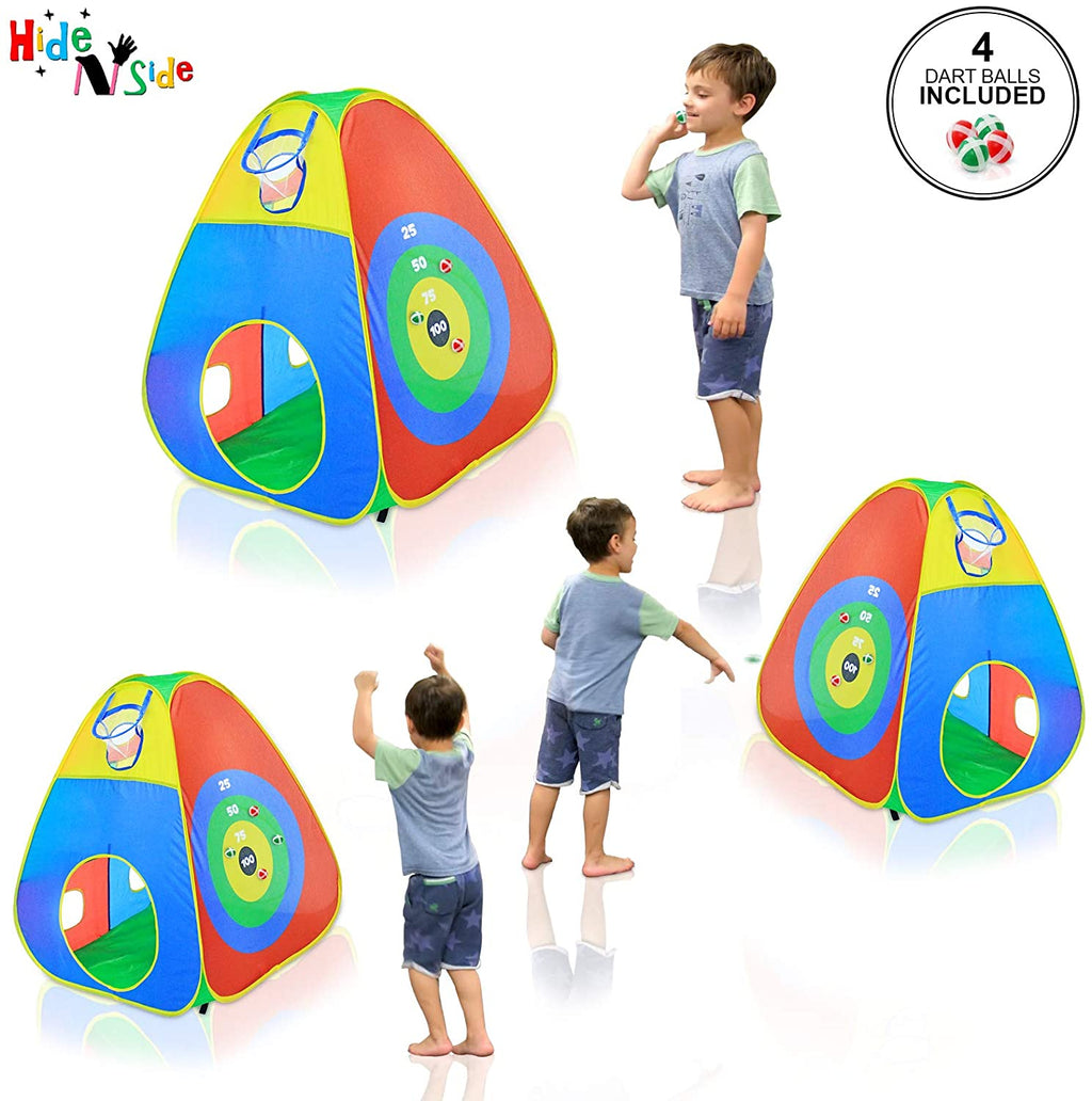 Kids Crawling Tent & Tunnel Play Set with Cube Ball Pit and Hoop