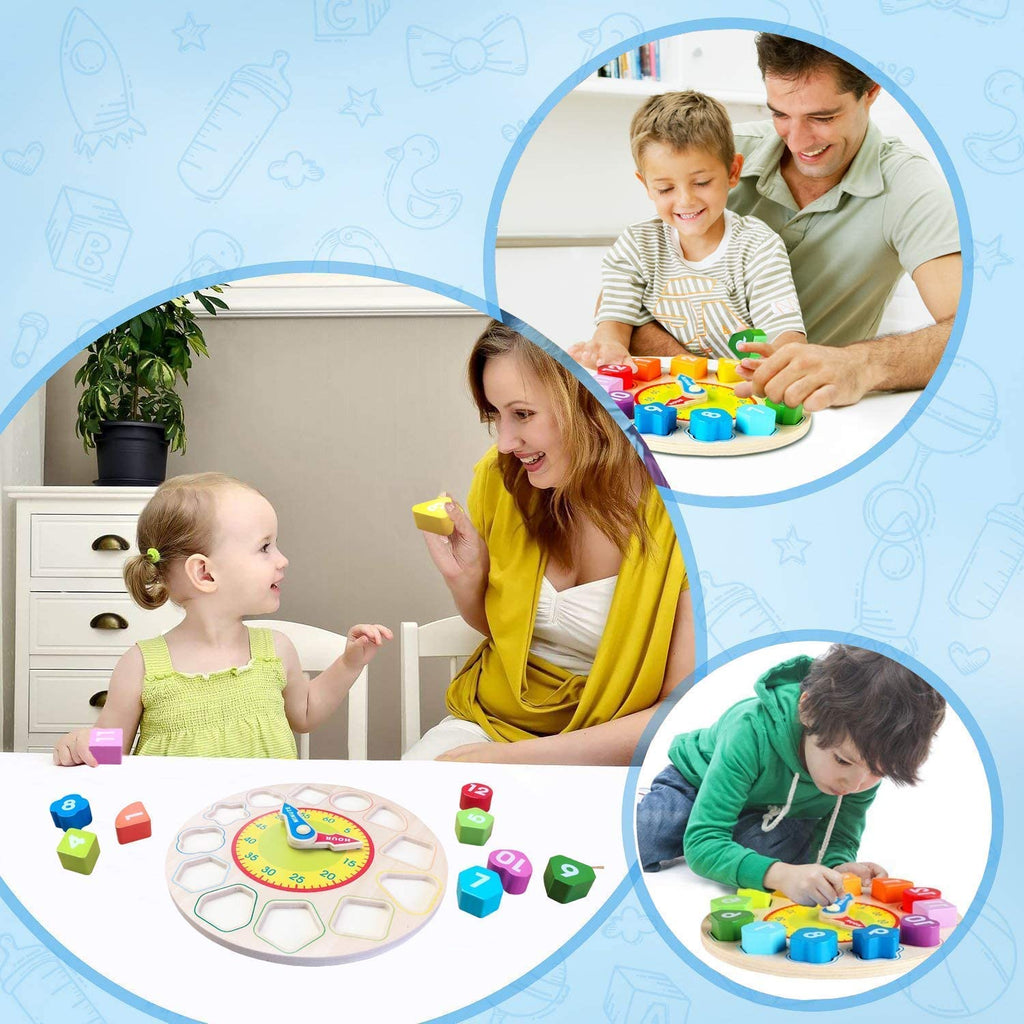 Wooden Shape-Sorting Learning Clock