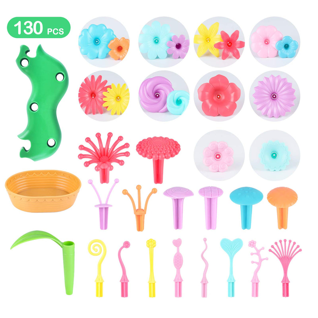 130-Piece Flower Garden Building Toy Set for Kids