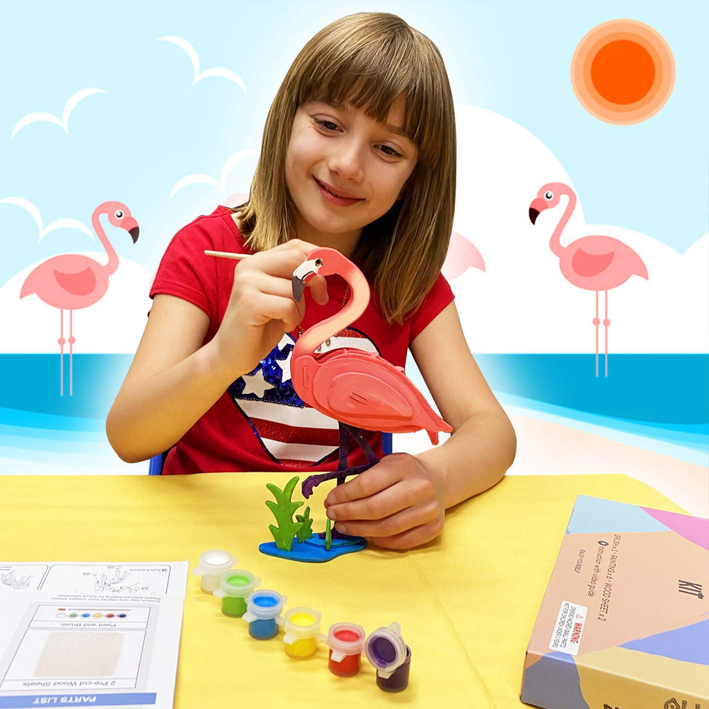 3D Wooden Carousel Puzzle & Paint Kit, 43 Pieces