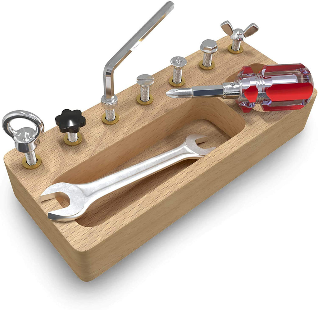 Montessori Wooden Screwdriver Skills Board with 7 Bolts & Tools