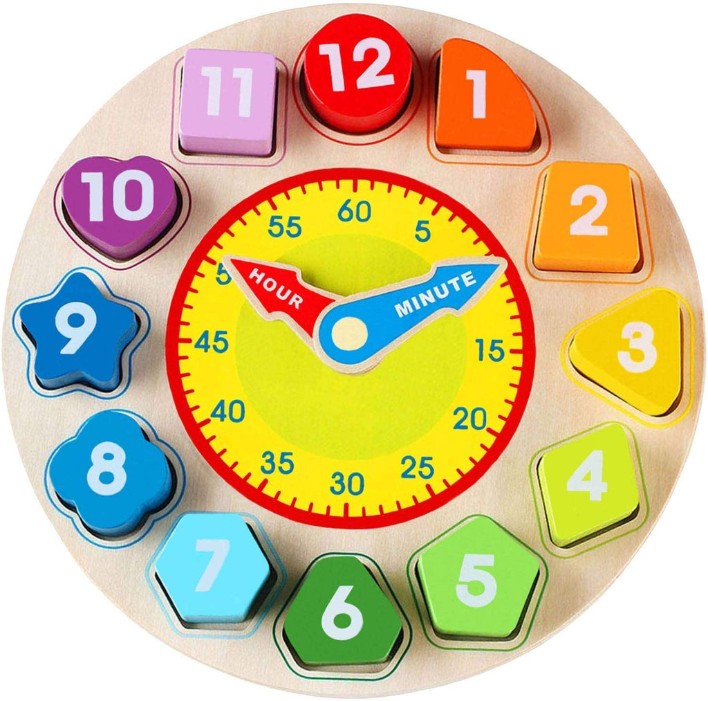 Wooden Shape-Sorting Learning Clock