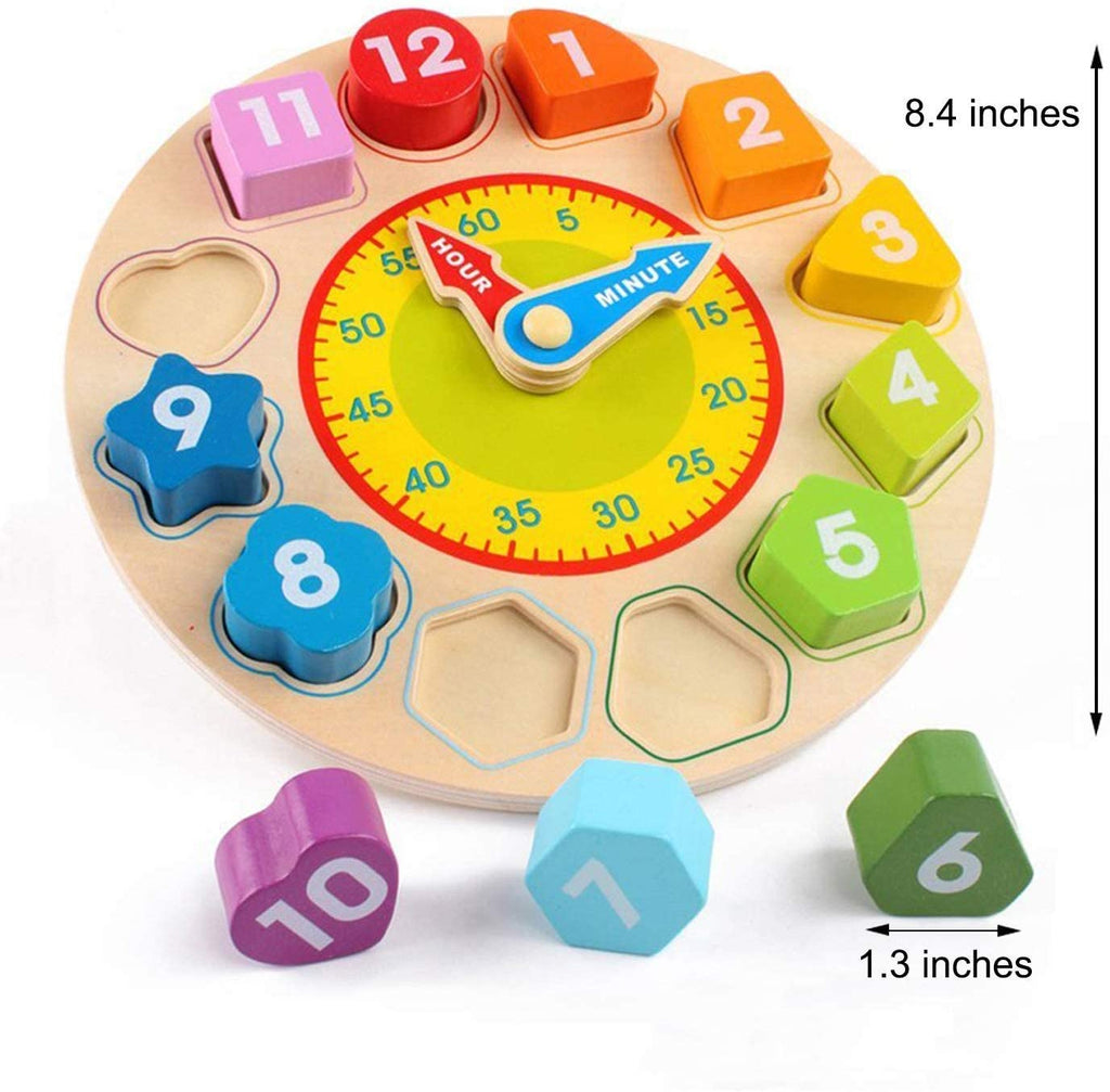 Wooden Shape-Sorting Learning Clock