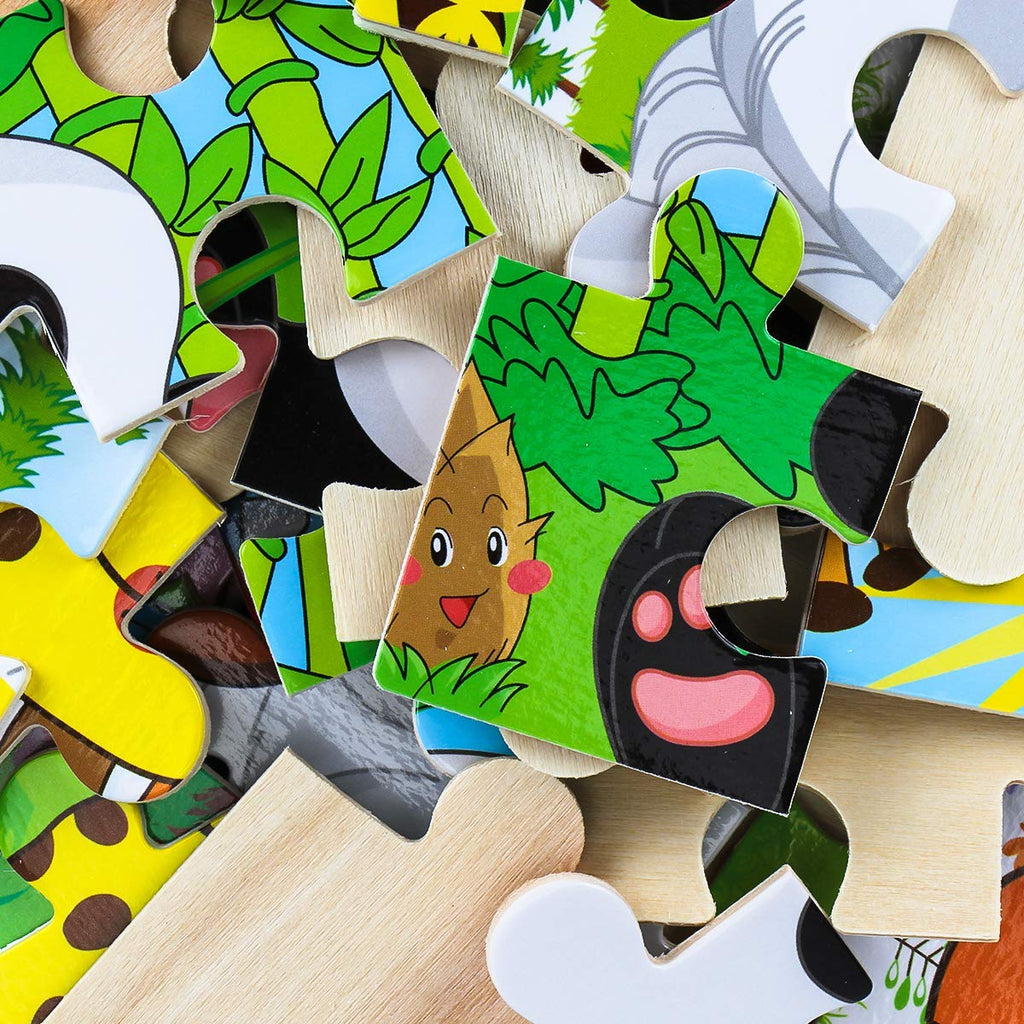 Wooden Animal Puzzles for Toddlers, 6-Puzzle Set, 20 Pieces Each - product photo