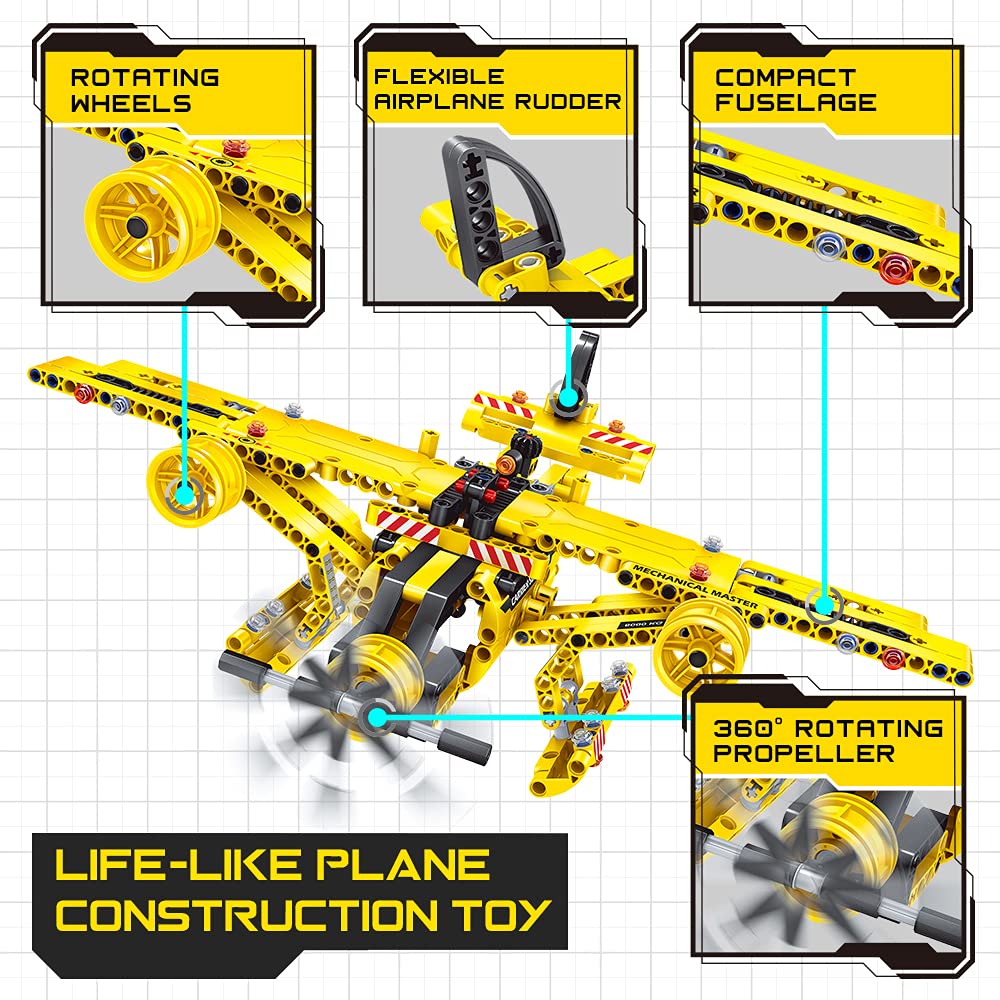 BAODLON 2-in-1 Truck & Airplane Building Kit, 361 Pieces