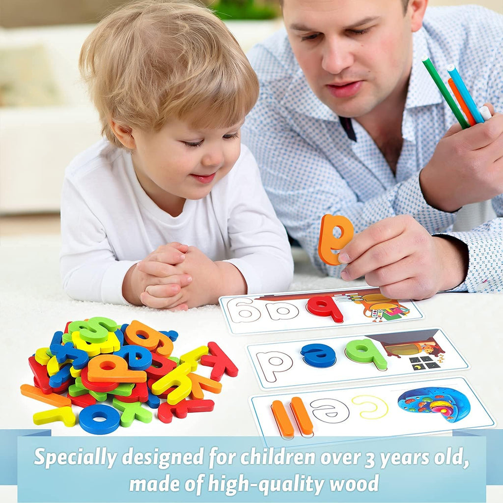Montessori Spelling Game with 28 Double-Sided Cards & 52 Letters