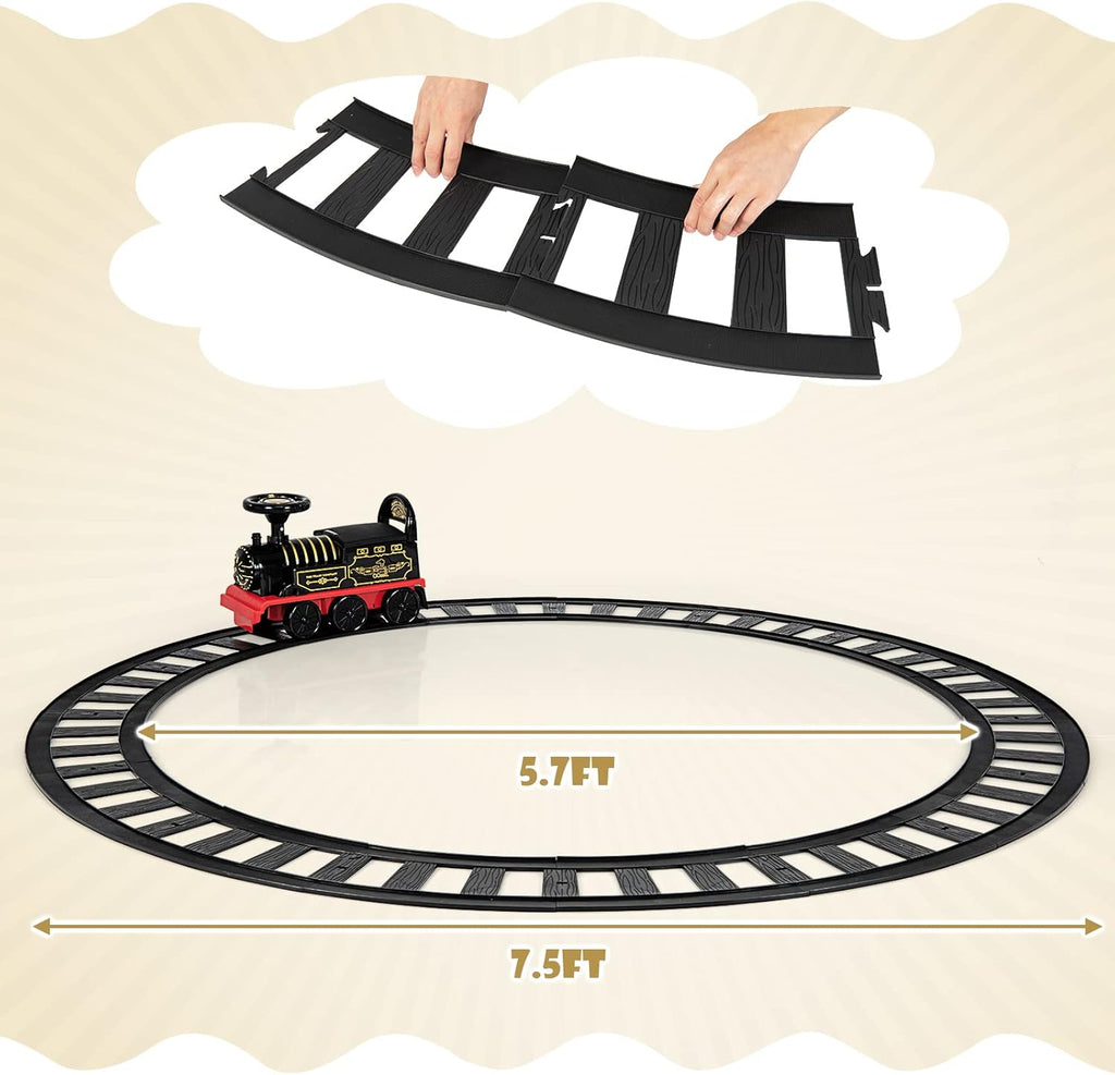 Kids Battery-Powered Ride-On Steam Train with Lights & Sounds