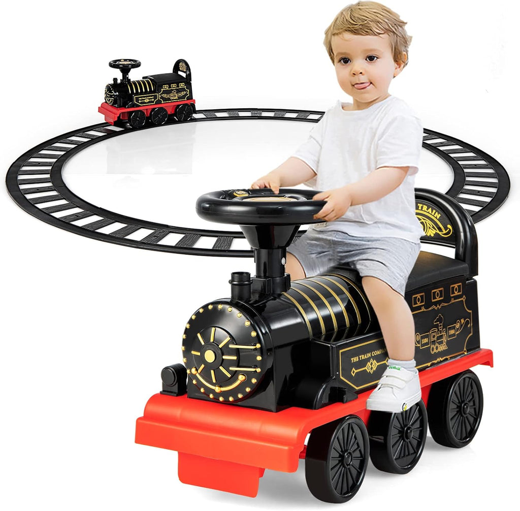 Kids Battery-Powered Ride-On Steam Train with Lights & Sounds