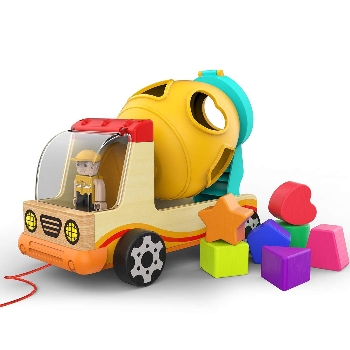 Wooden Mixer Truck Shape Sorter for Toddlers, Ages 18 Months–4 Years - product photo