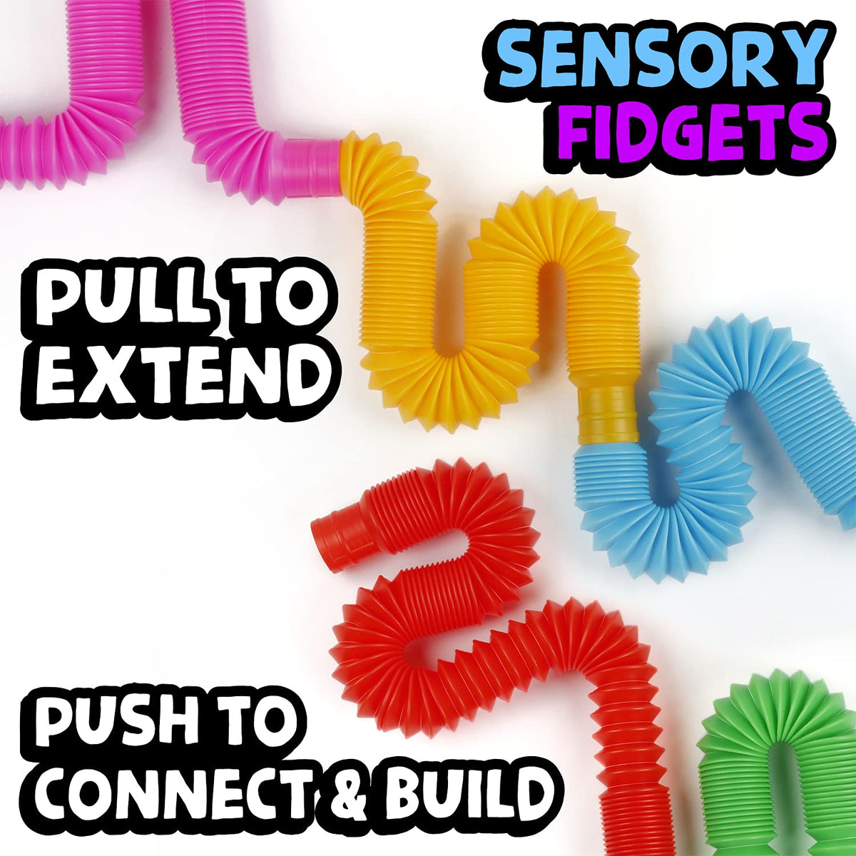 30-Piece Poppin’ Pipes Sensory Stretch Tube Set with Storage Box