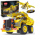 BAODLON 2-in-1 Truck & Airplane Building Kit, 361 Pieces