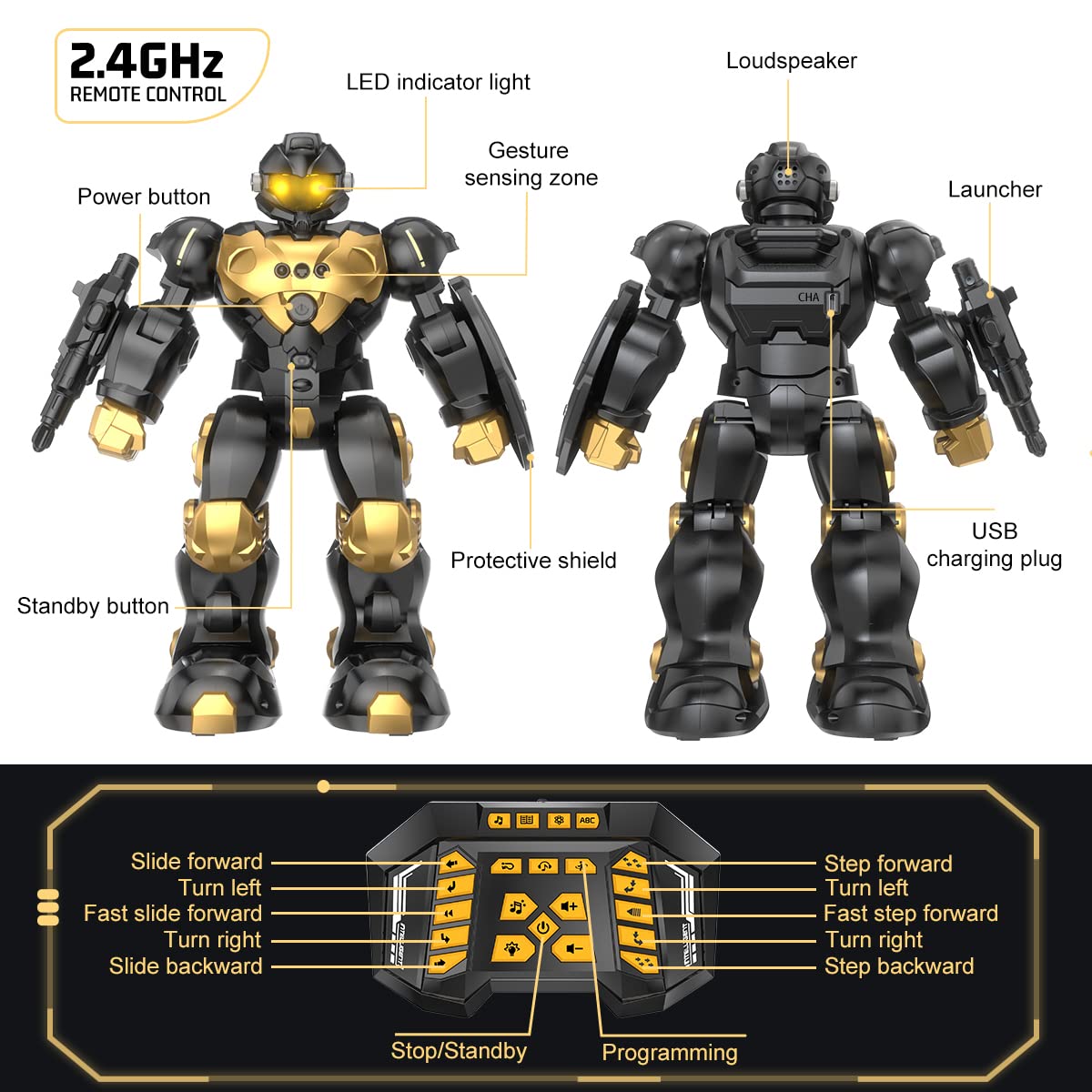 Programmable Gesture-Controlled Robot with RC, Songs & Stories