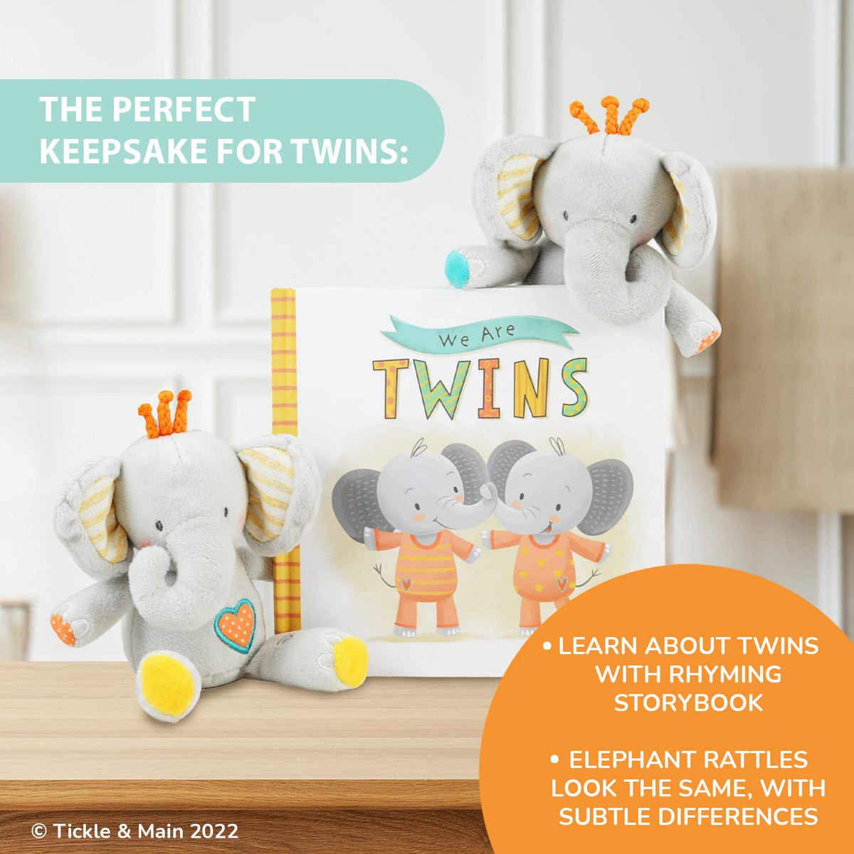 Baby Twins Keepsake & Rattle Gift Set