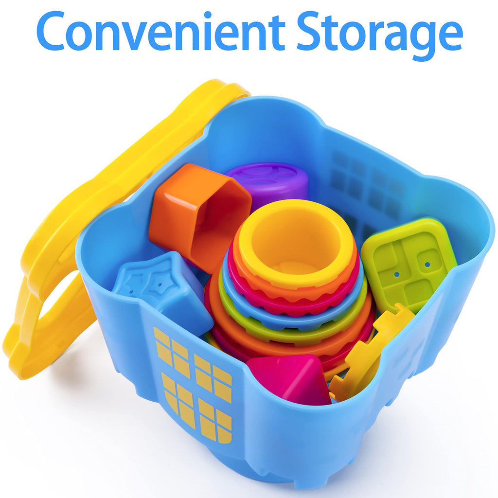 18-Piece Castle Stacking Cups & Shape Sorting Toy, Ages 12 Months–6 Years