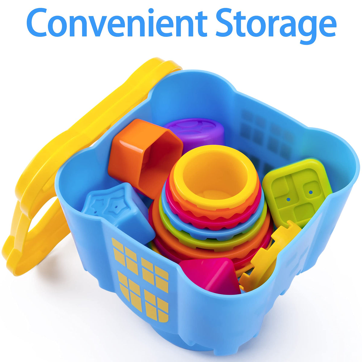 18-Piece Castle Stacking Cups & Shape Sorting Toy, Ages 12 Months–6 Years