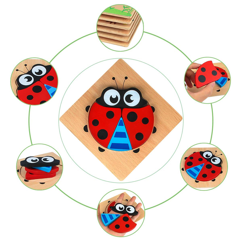 Toddlers Wooden Animal 6 Pack Puzzles
