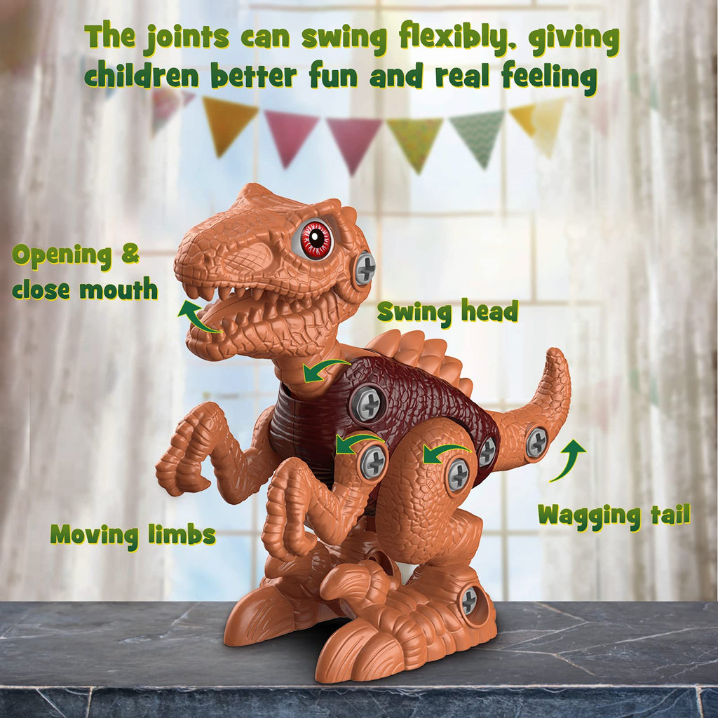Build-and-Take-Apart Dinosaur STEM Kit with Electric Drill, 3 Dinosaurs