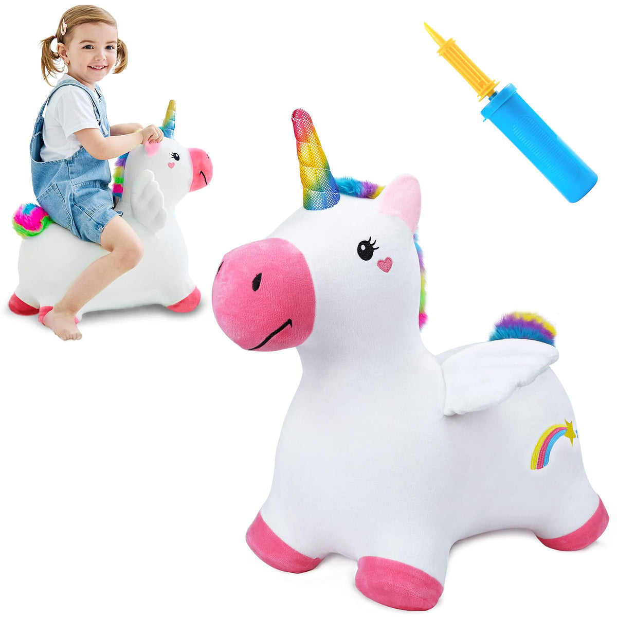 Inflatable Unicorn Hopper Ride-On Toy for Kids