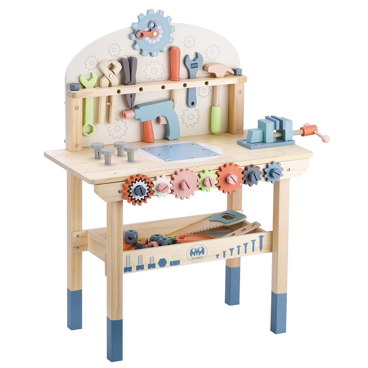 Wooden Kids Tool Workbench with Pretend Tools & Building Parts