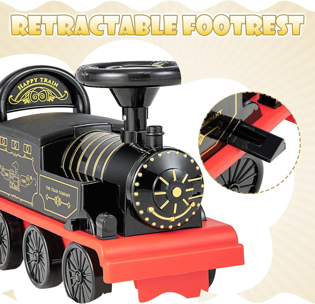 Kids Battery-Powered Ride-On Steam Train with Lights & Sounds