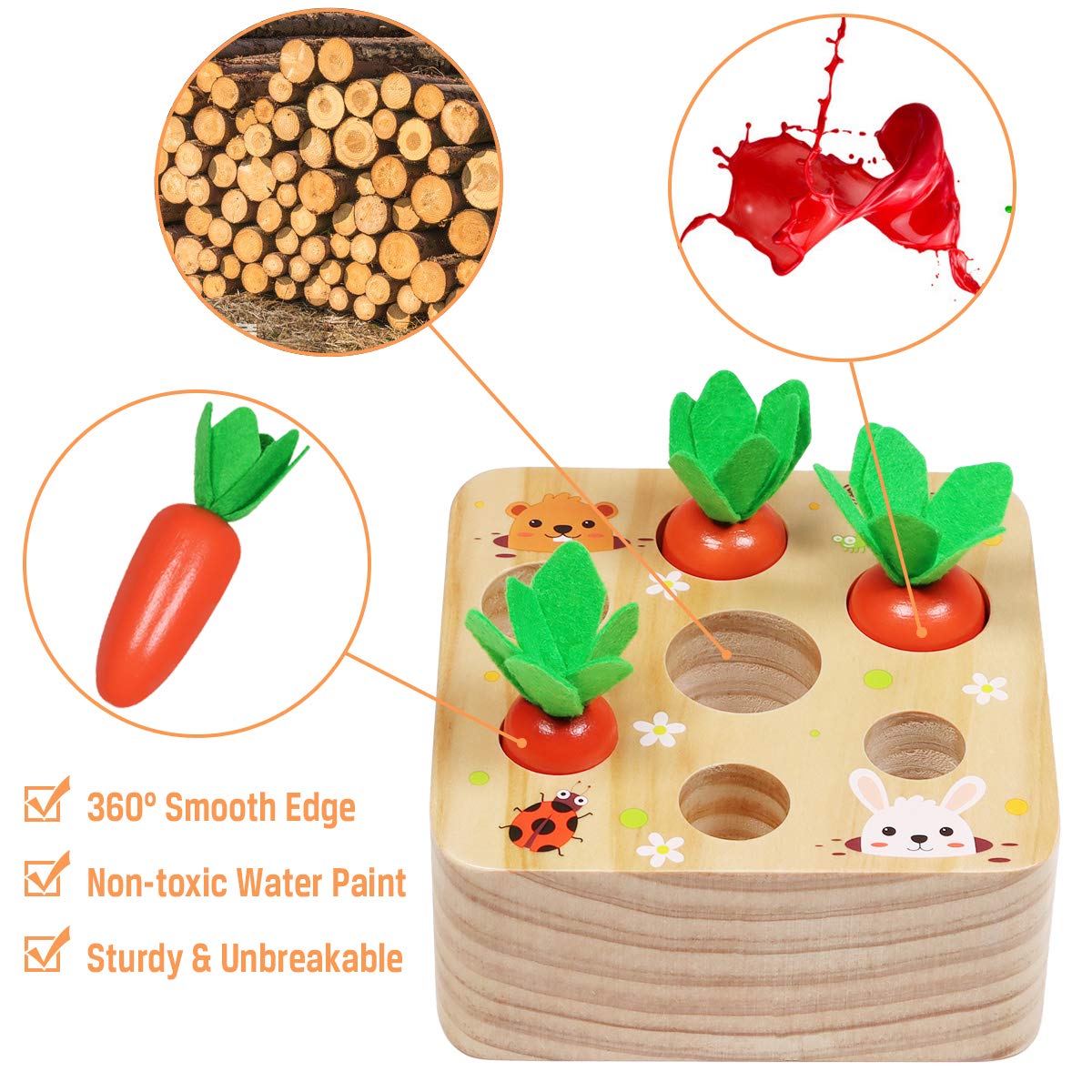 Carrot Harvest Montessori Toy for Hands On Learning and Fine Motor Fun