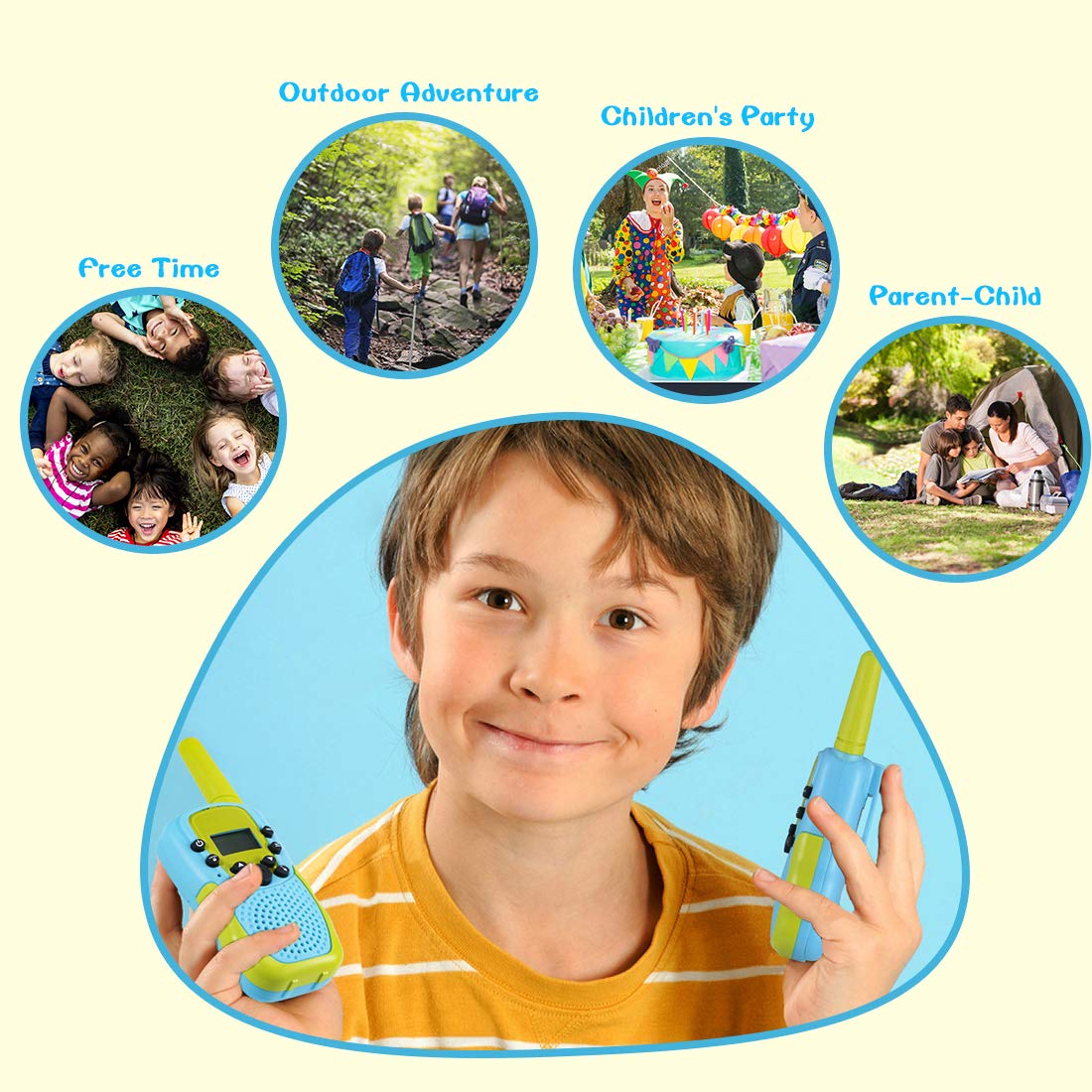 Kids Walkie Talkies for Camping, 22 Channels, 3-Mile Range
