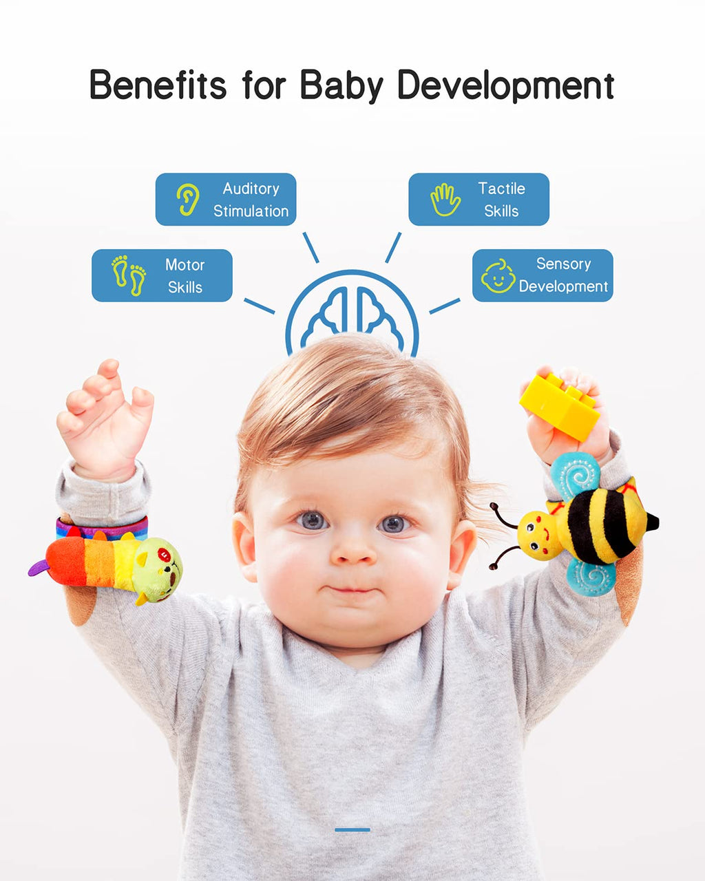 Garden Bug Baby Rattle Socks & Wrist Rattles Set