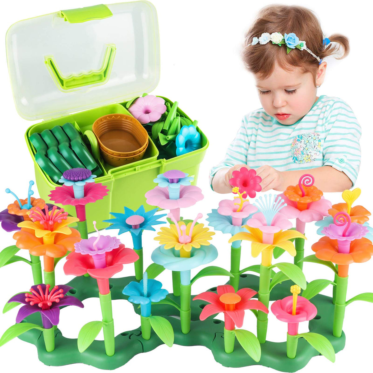 130-Piece Flower Garden Building Toy Set for Kids