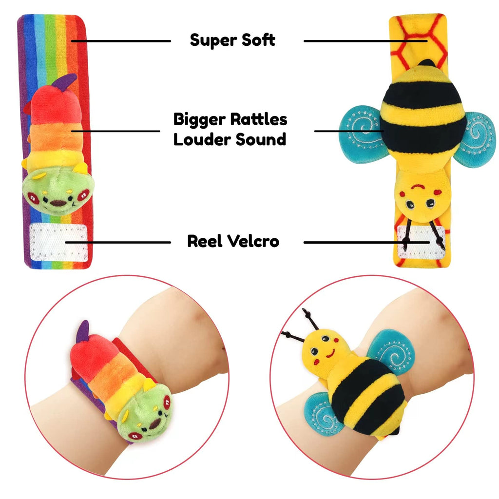 Garden Bug Baby Rattle Socks & Wrist Rattles Set