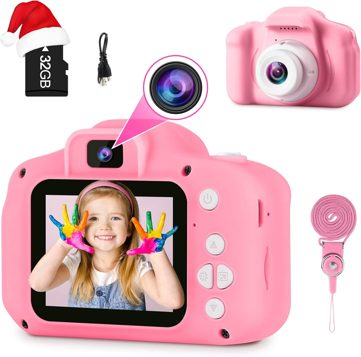 Kids Digital Camera with 5MP Photos, Video, 32GB Card & Zoom