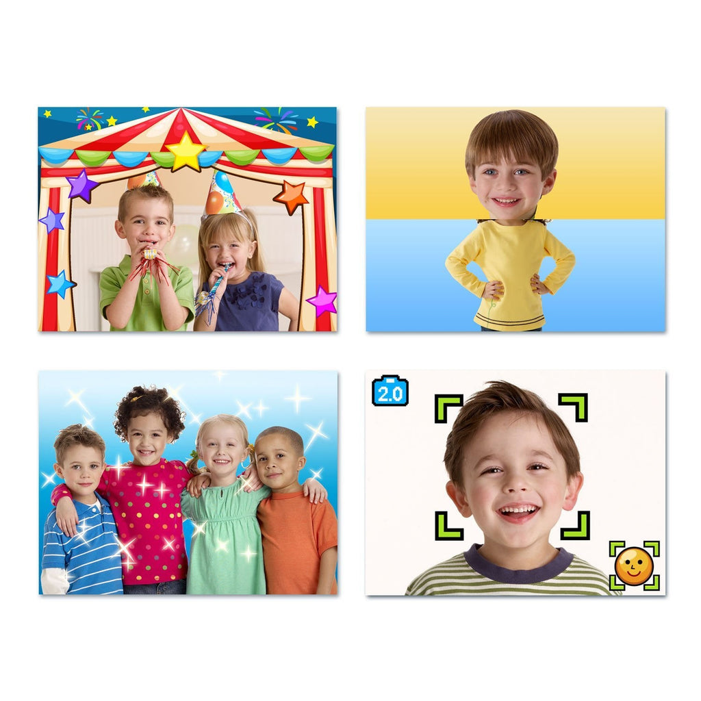 Camera photo examples with decorative frames and effects