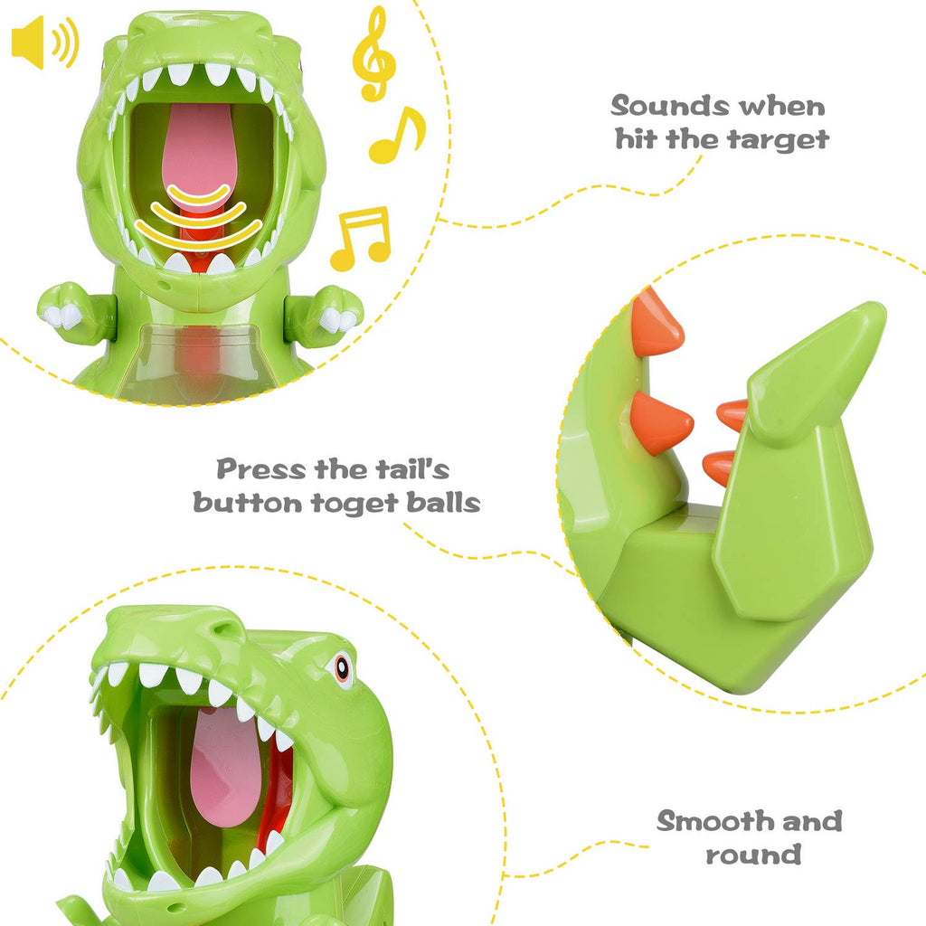 Dinosaur target sound features and ball-release button shown