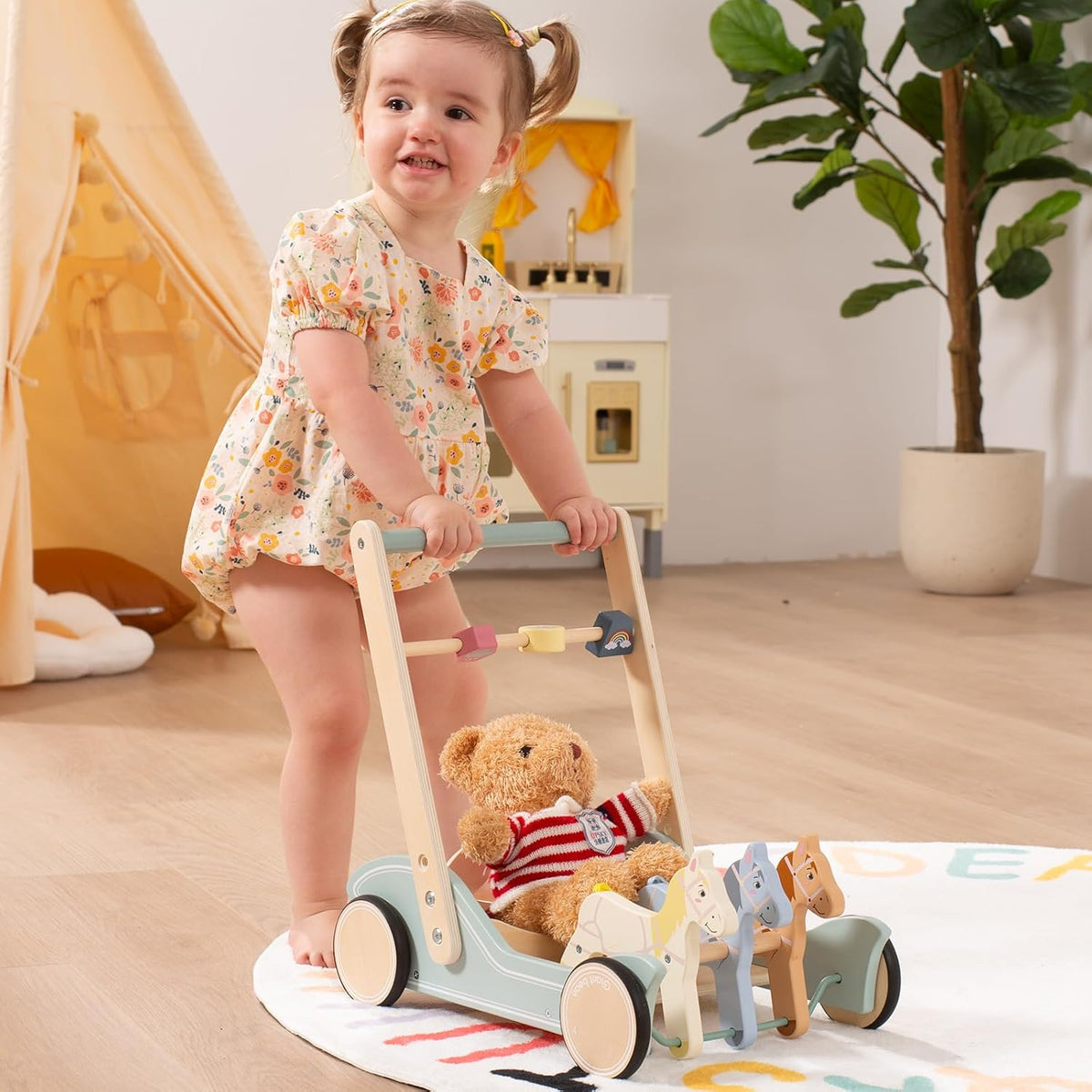 Galloping Ponies 2-in-1 Wooden Walker
