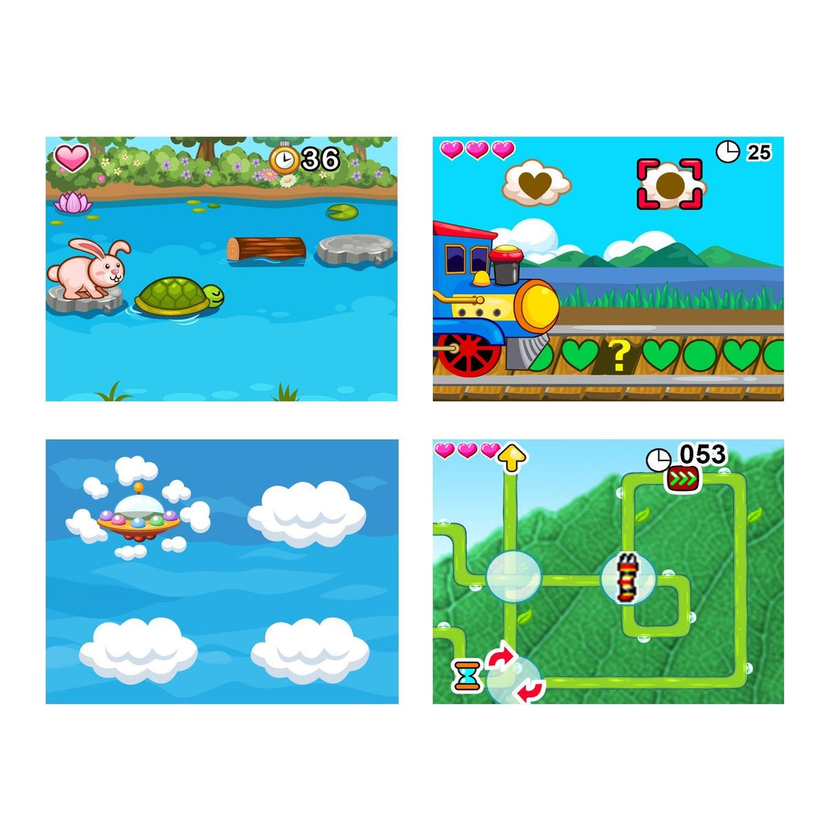 Examples of colorful built-in camera game screens