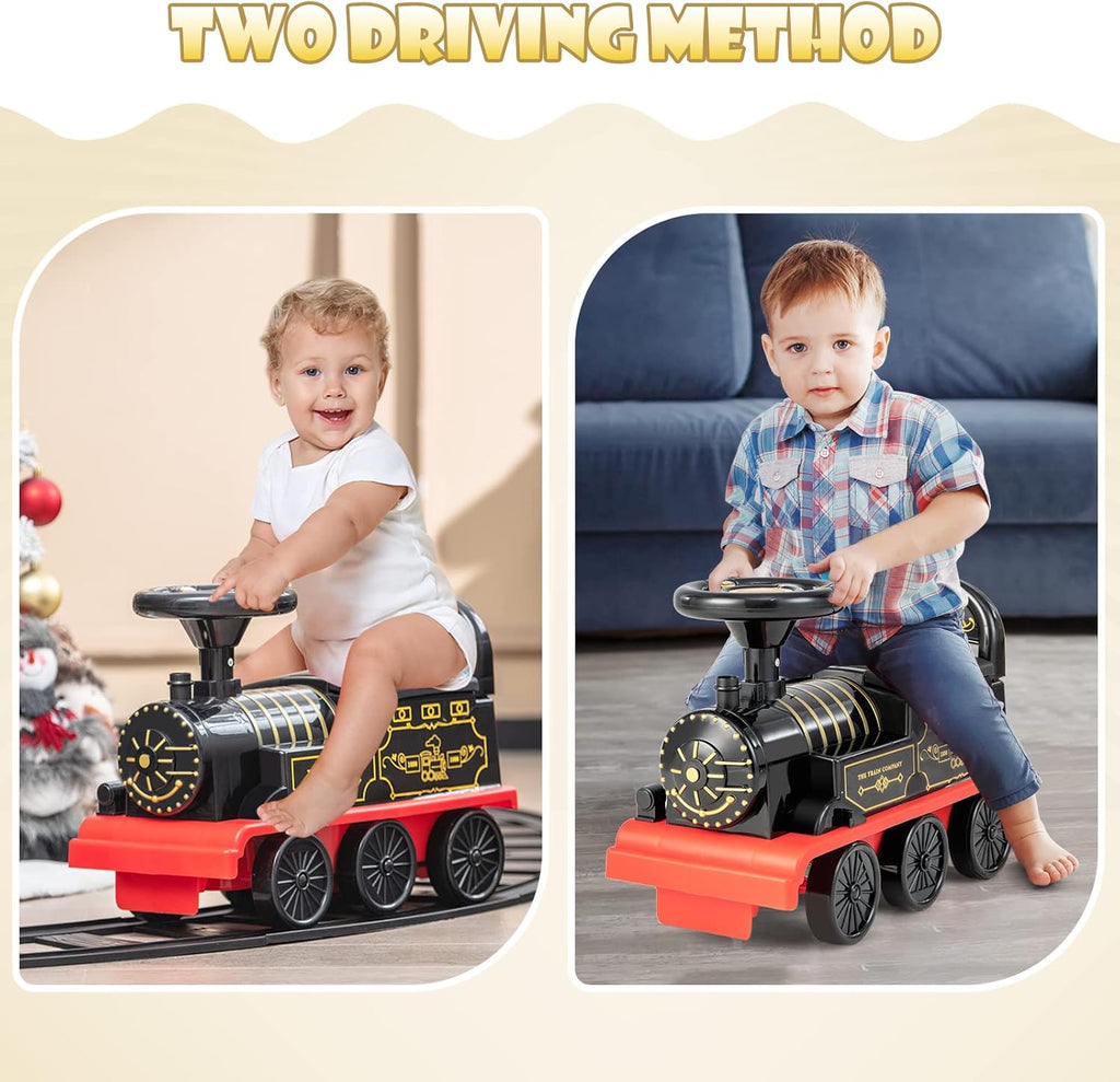 Kids Battery-Powered Ride-On Steam Train with Lights & Sounds