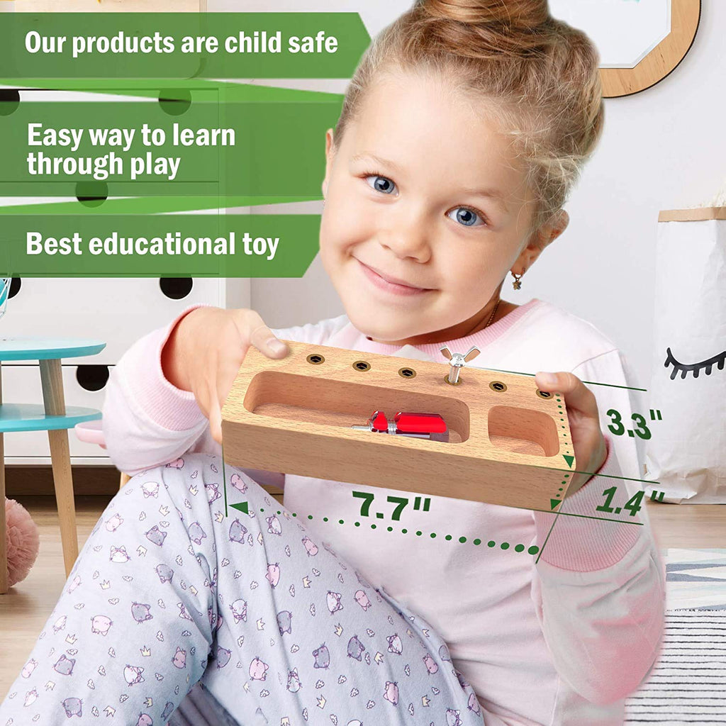 Montessori Wooden Screwdriver Skills Board with 7 Bolts & Tools